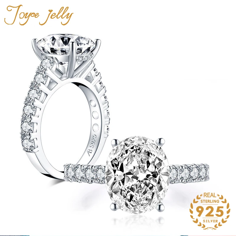 

JoyceJelly Trendy Solid Silver Ring for Women Oval 10*12mm Sona Stone S925 Female Fine Jewelry Gemstones Wedding Party Size5-8