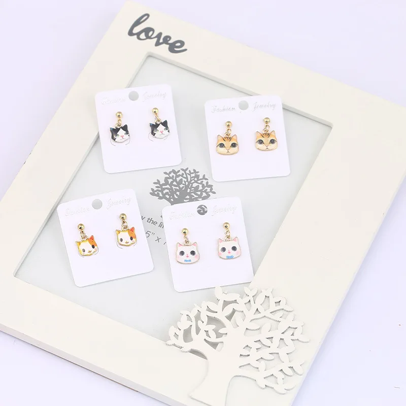 Серьги-гвоздики Obawa в виде кошачьих ушей для женщин и девушек милые маленькие