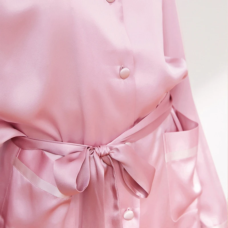 Women's Silk Pajamas Long Sleeve Trouser Suit 100% Mulberry Silk Home Service