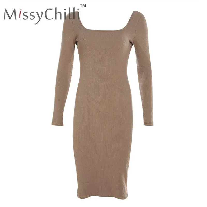 Женское вязаное платье свитер MissyChilli облегающее с открытой спиной и длинным