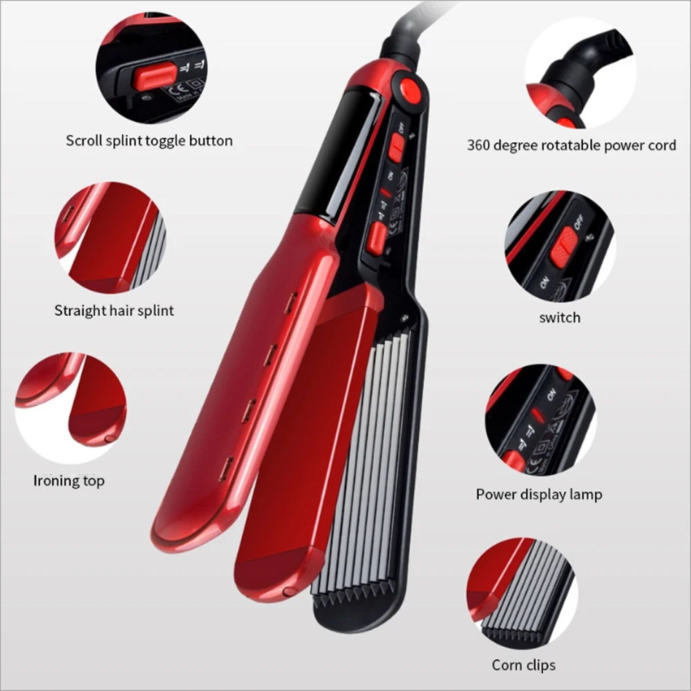 

Hair Curling Iron Professional 2 in 1 Flat Irons Corn Clips Ceramic Coating Hair Curler Straightener 100-240V Straightening Tool