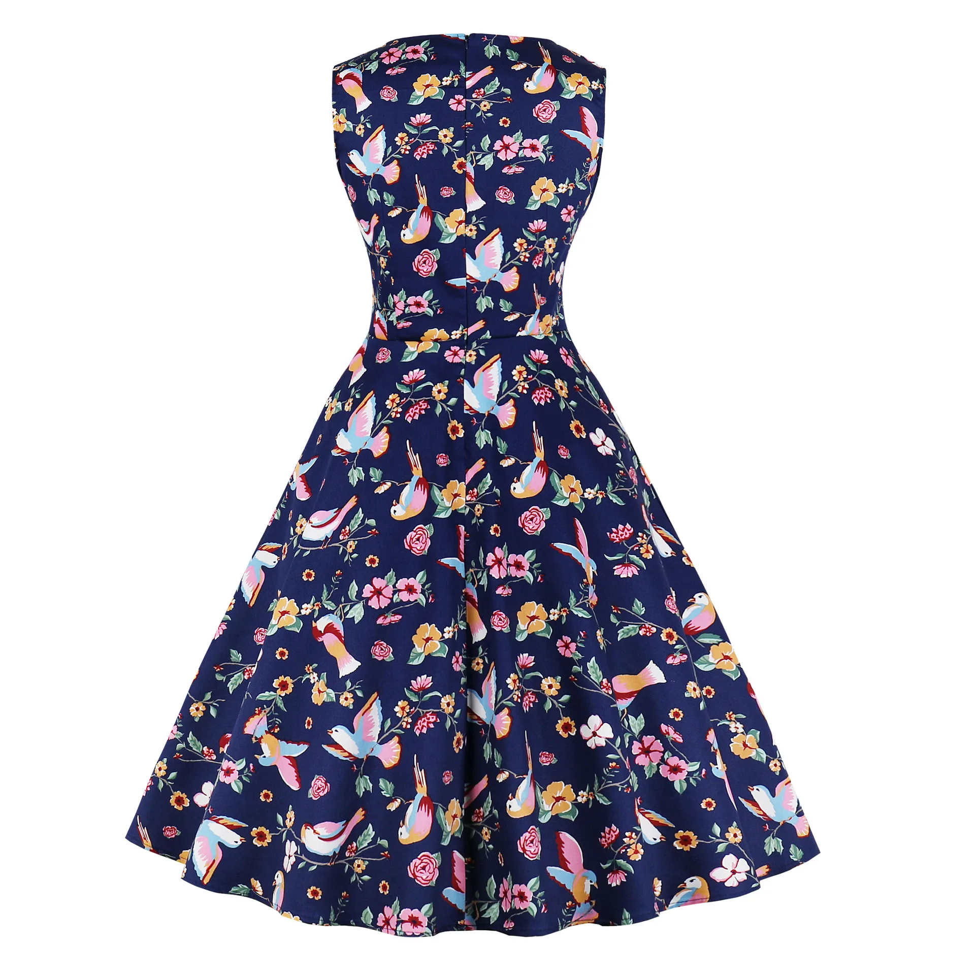 

Sleeveless Women Summer Dress 2021 VD1437 Floral Print Vintage Party Swing Women Dress robe ete femme 2020 Pink Dress