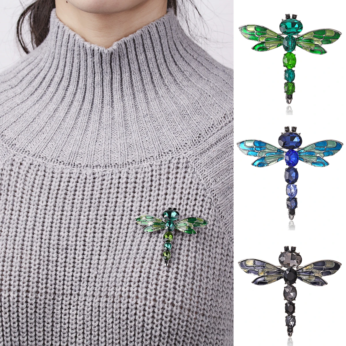

Dragonfly Brooch Jewelry Enamel Rhinestone Crystal Lapel Pin For Women Men Gifts Brooches Vintage Metal Insect Brooch Pin