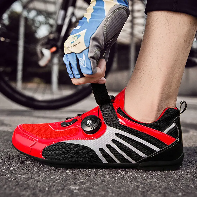 

Breathable Cycling Sneakers MTB Shoes for Men Reflective Road Bike Shoes Women Racing Bicycle Sneakers Athletic Cycling Shoes