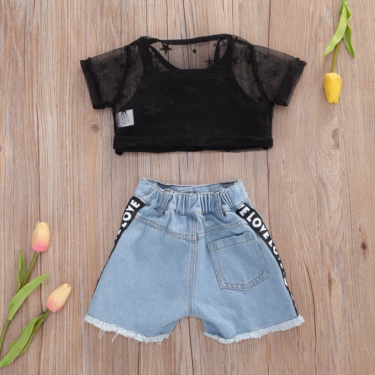 Модная детская одежда из 3 предметов для маленьких девочек 2020 черный жилет +