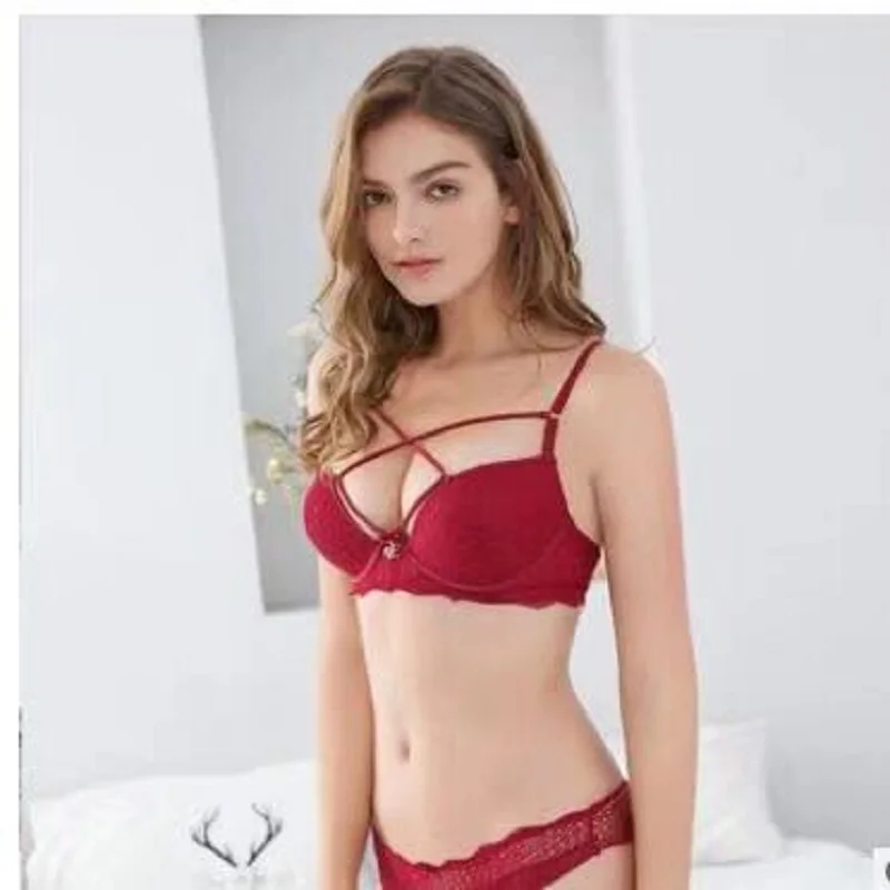 

New sexy bra set, push up underwear set, fashionable cross-belt bra, comfortable underwear and panty set, gather up bra