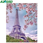 Алмазная 5D картина AZQSD сделай сам, вышивка с Парижской башней, пейзаж, мозаика из бисера, домашний декор