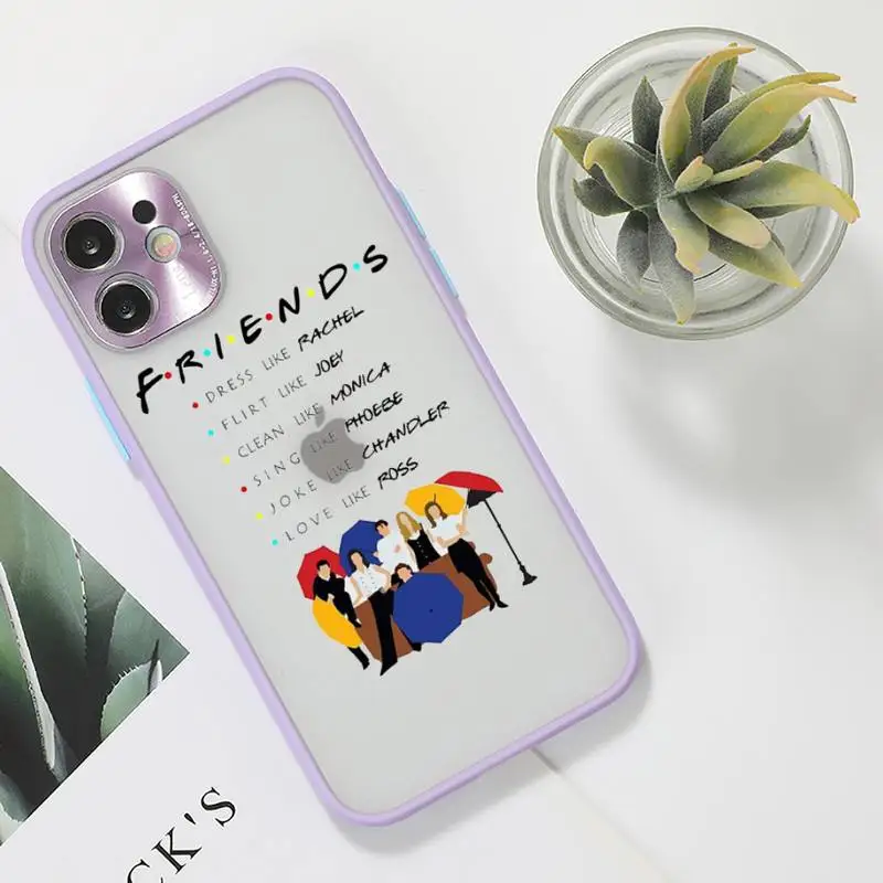 

Friends TV Show Door Phone Case For iPhone 12 11 Mini Pro XR XS Max 7 8 Plus X Matte transparent Purple Back Cover