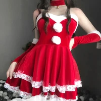 cute bunny girl lace tube dress anime christmas santa claus cosplay costume lolita rabbit maid uniform lingerie set drop ship