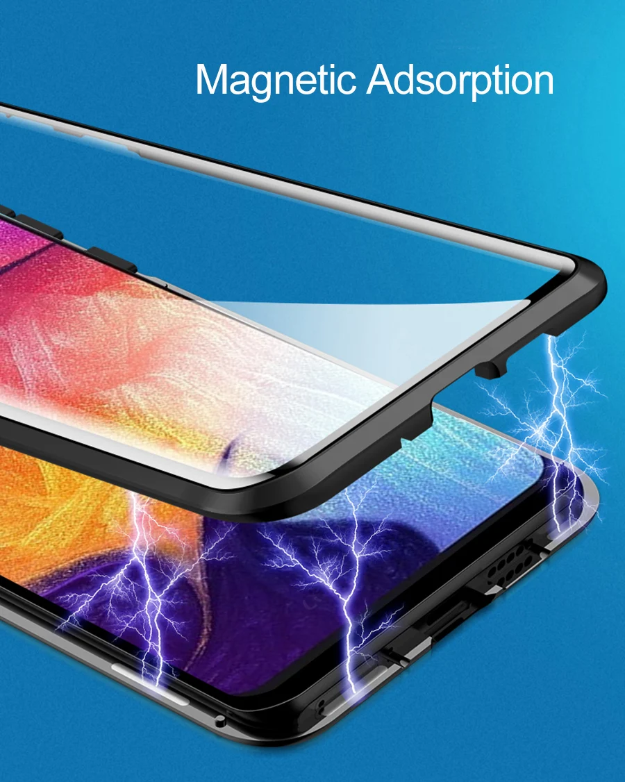 Магнитный чехол для samsung Galaxy A50 A40 A30 A20 A10 A60 A70 M30 M20 M10 A7 металлический корпус закаленное Стекло задняя крышка
