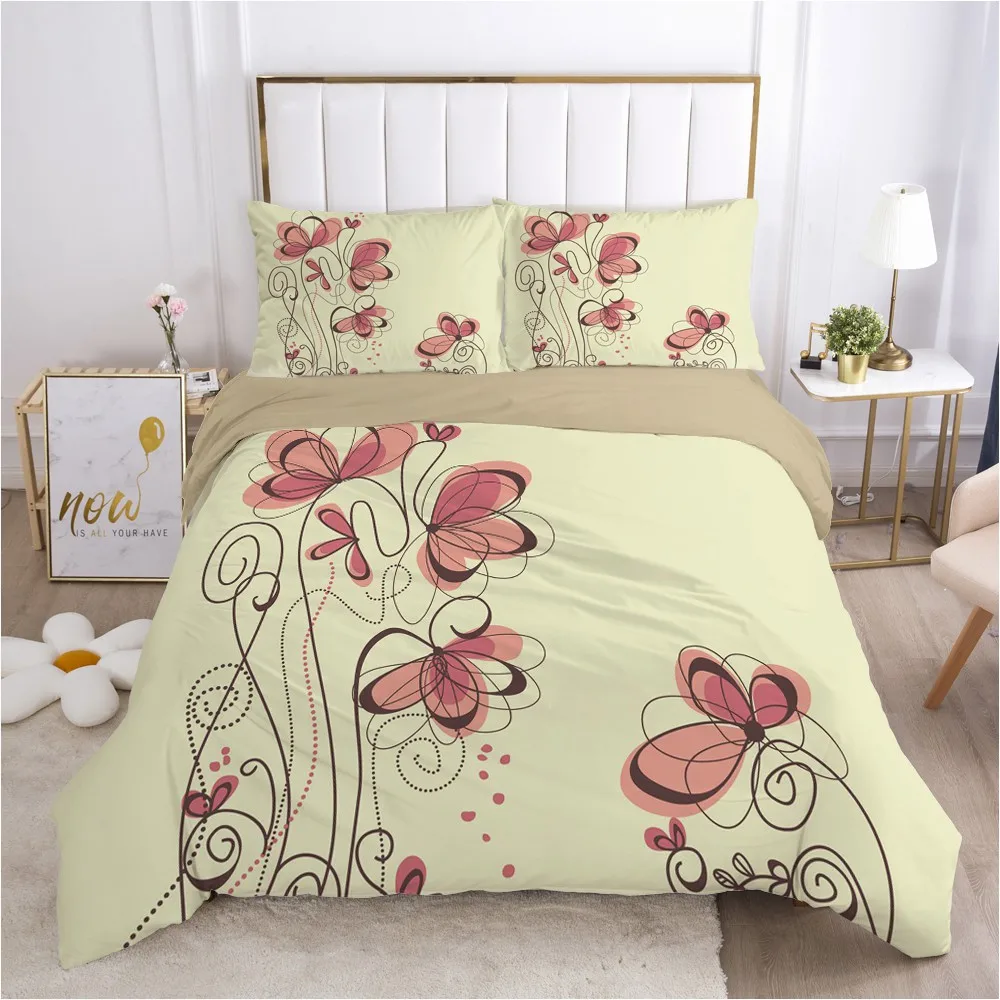 

3D Duvet Cover Sets Bedding Set Comforter Covers Pillow Shams 173*230 230*230 265*230 180*210 Simple Flower Custom Bedding Sets