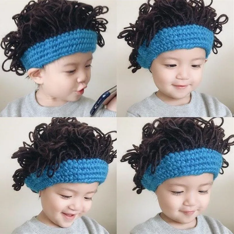 

Wonderlife Knitting Funny Party Wig Beard Hat Boys Unisex Winter Personality Handmade Knit Warm Hat Gifts Cosplay For Children