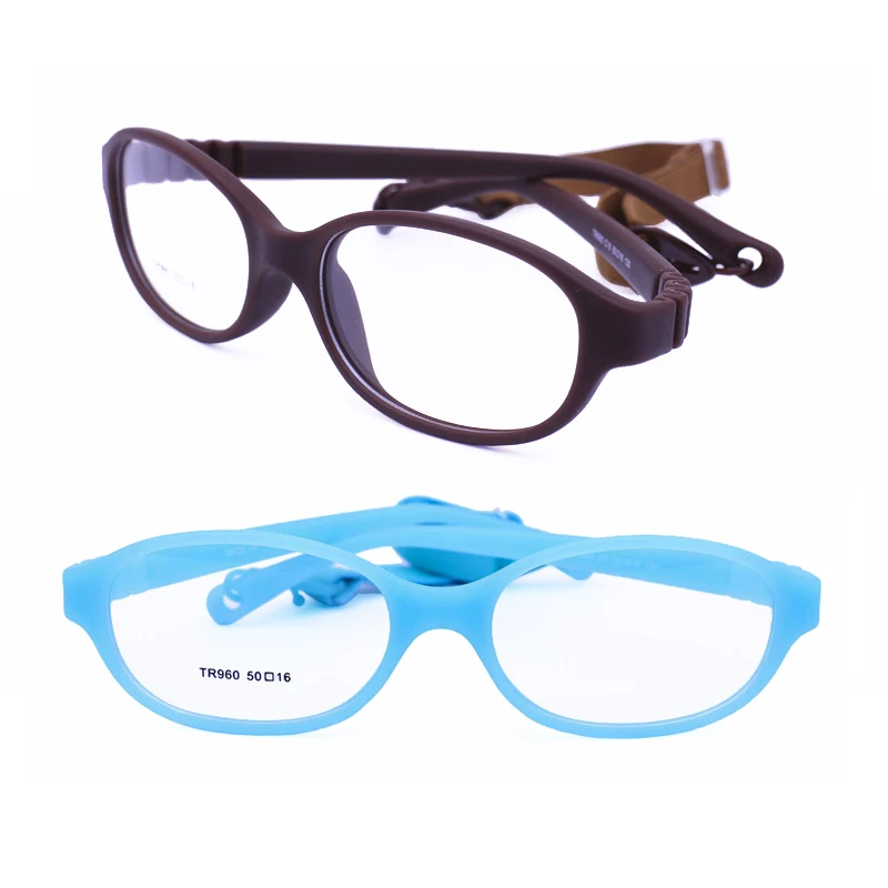 TR Environmental Bendable Safety Optical Square Shape Durable One Body Glasses Frames with Adjustable Strap for Unisex Teens 960