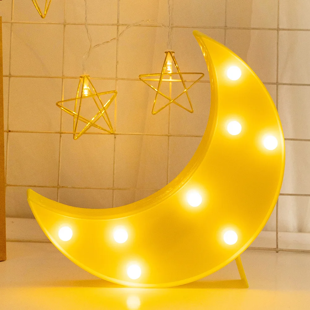 

LED Night Light Cute 3D Moon-shaped Lamp Desk Children's Room Interior Decoration Lamp Neon Romantic Gift Creative Wall Hanging
