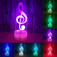 music note 3d led optical illusion lamps novelty night light 7 color change touch switch lamps for kids birthday usbbattery