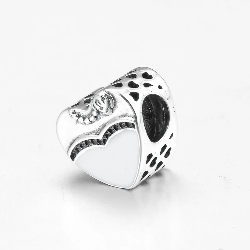 925 пробы серебристого цвета к свадебному платью бусины в форме сердца подходят