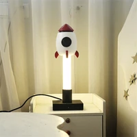 nordic cartoon space rocket childrens room decoration table lamps modern boy girl bedroom bedside study creative table lights