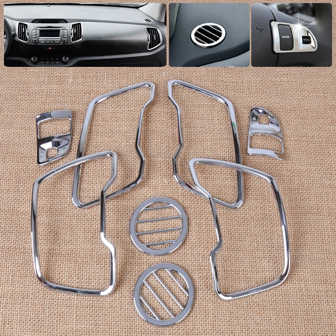 Серебристый 8 шт. хромированный Руль + вентиляционное отверстие накладка