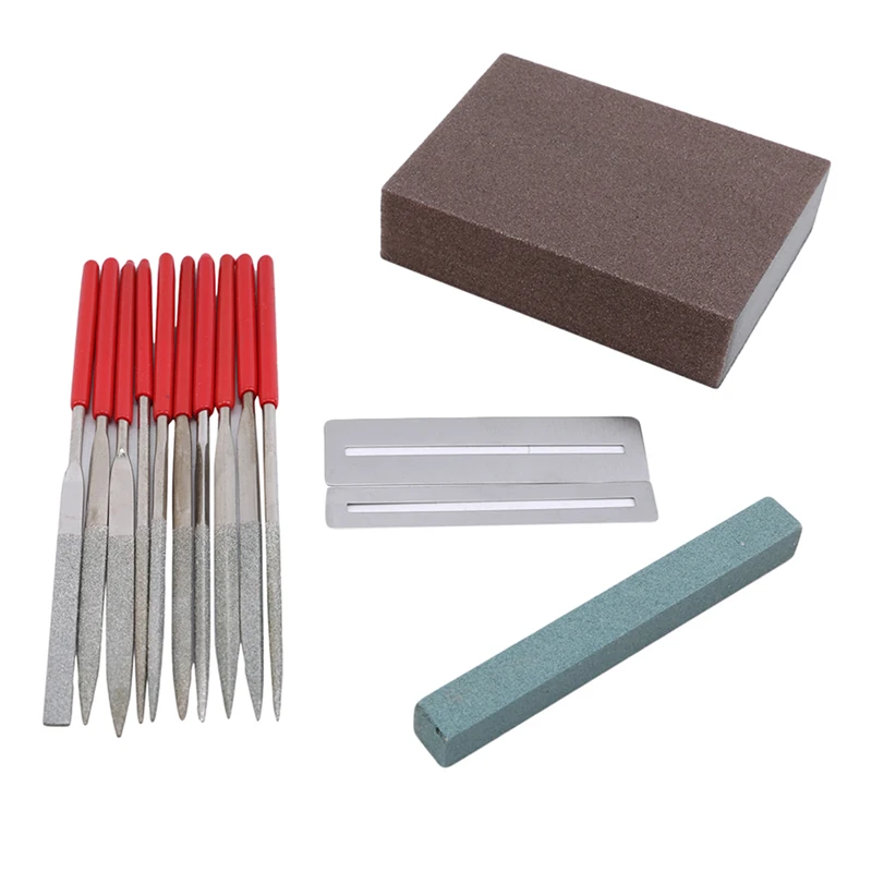 

Guitar Nut Bridge Saddle File Set Round Needles Files 1 Flat File & Grinding Stone Luthiers Tool For Guitar Bass