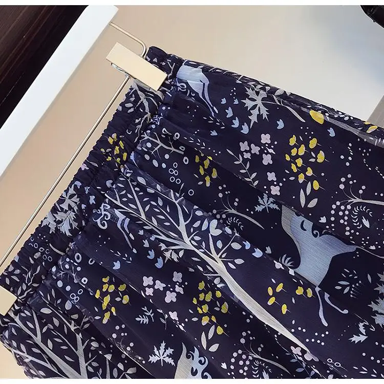 

plus size summer 2 piece outfits girl floral chiffon blouses tops and shorts set women two piece set large size Korean outfits