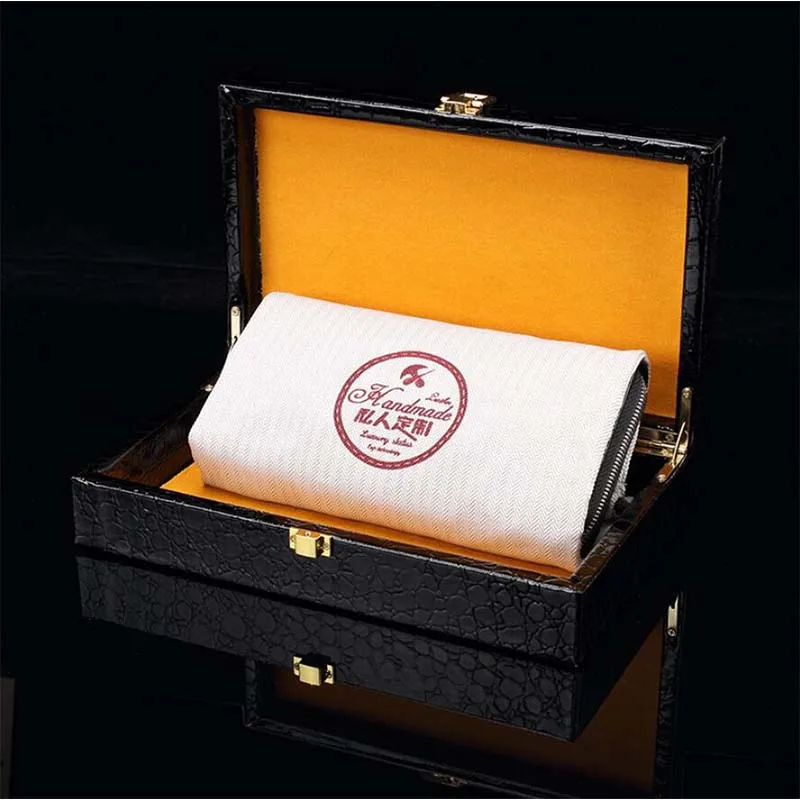 

Luxury Crocodile Skin Wallet Mens Beautiful Clutch With Box Valentine Gift Best Gift For Father Boyfriend Husband High Capacity
