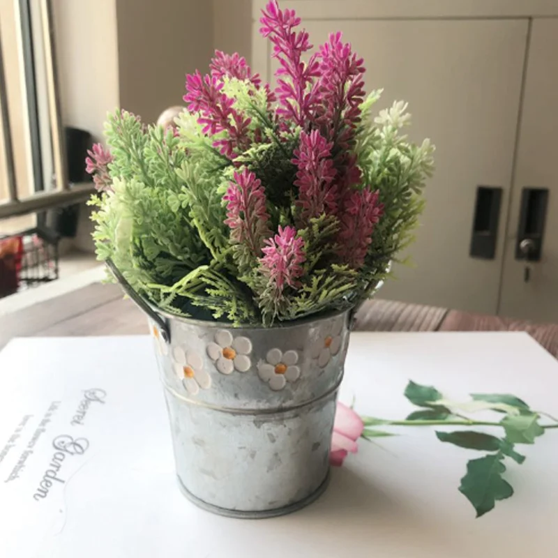 

Flower Iron Bucket Flower Pot Retro Hanging Buckets Barrel For Flower Plants Home Decorations