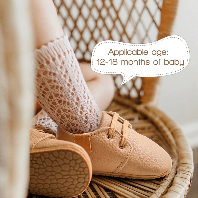 

Let'sMake Baby Leather Shoes Set Boy Girl Soft Walkers Shoe Baby Teether Pacifier Chain Infant Toddler Anti-slip Baby Prewalkers