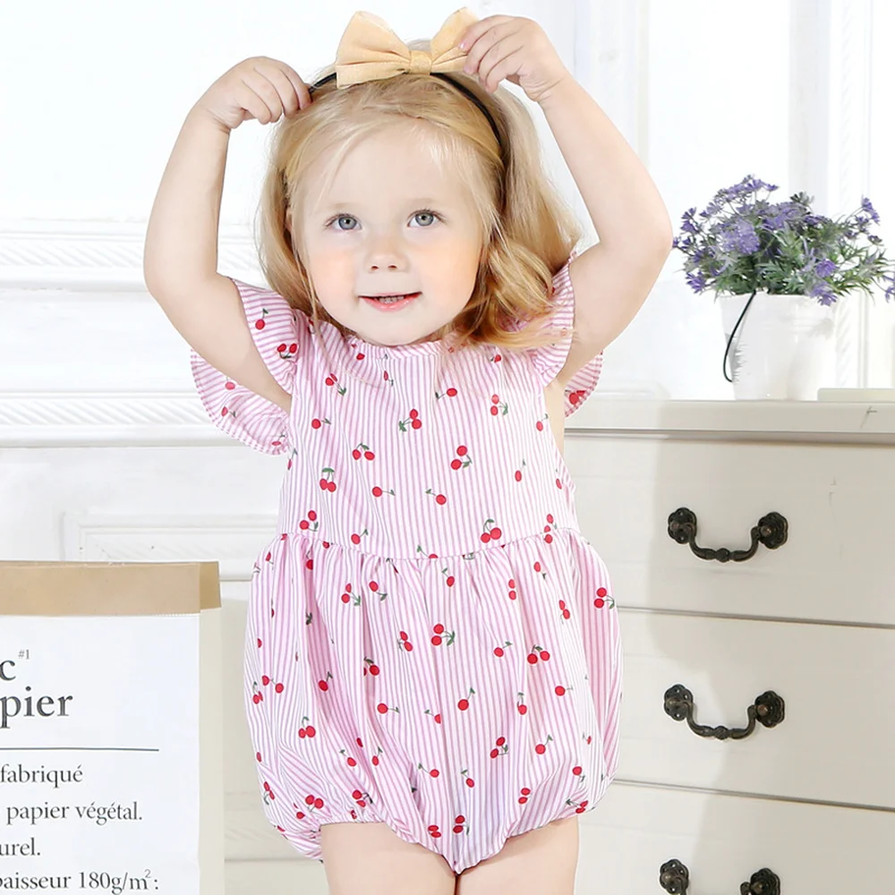 Комбинезон для маленьких девочек с принтом вишни Триангуляционные штаны Летняя