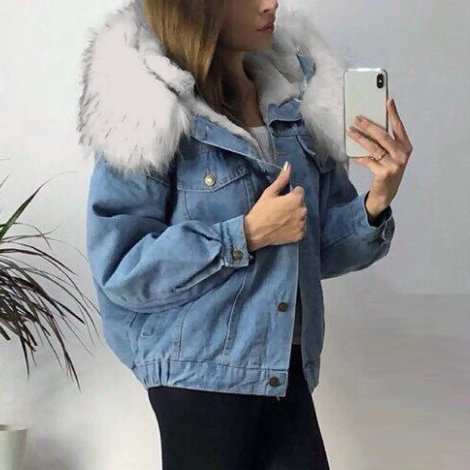 Модные толстовки зимние теплые женские джинсовые куртки пальто с длинным