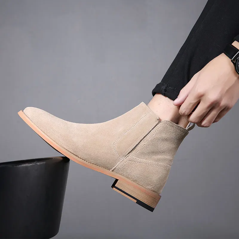 Ботильоны мужские из натуральной кожи модные ботинки челси в английском стиле