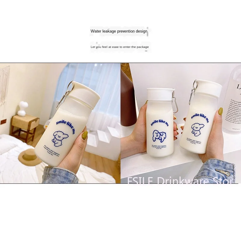 

Water Cup Female Student Korean Version of The Net Red Casual Cup Plastic Simple Frosted Cute Cartoon High Value Portable Belt