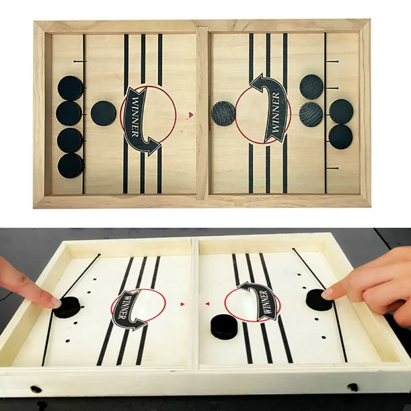 

1set Fast Sling Puck Game Paced SlingPuck Game adult Winner Fun Toys Party Board Games Toys Children Dropship