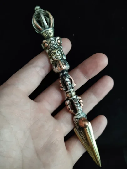 

A Tibetan antique copper Vajra Pestle Buddhist Ritual Implement Tibetan Buddhism