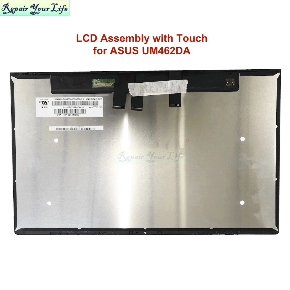 Матрица ЖК-экрана ноутбука 14 для ASUS UM462 UM462D UM462DA 1080P LED дисплея, сенсорное стекло дигитайзера NV140FHM-N63 V8.1.