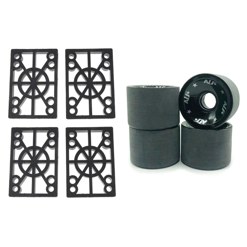 

80A Frosted Big Wheel Slide Pulley Multi Color Pouring Wheel with 4 Pcs Skateboard Riser Pads Longboard Rise Pads