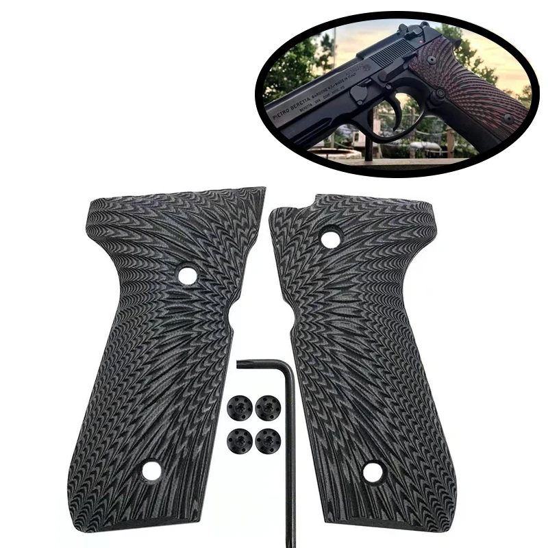 

G10 Grips Beretta 92fs grips Full Size, 92 fs, m9, 92a1, 96a1, 92 INOX, Gun Grips Screws Included, Sunburst Texture