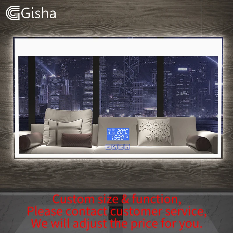 Gisha, умное зеркало, светодиодный, зеркало для ванной комнаты, настенное, зеркало для ванной комнаты, туалетное, противотуманное зеркало с сенсорным экраном, Bluetooth G8201 - Цвет: G8201 Custom Made