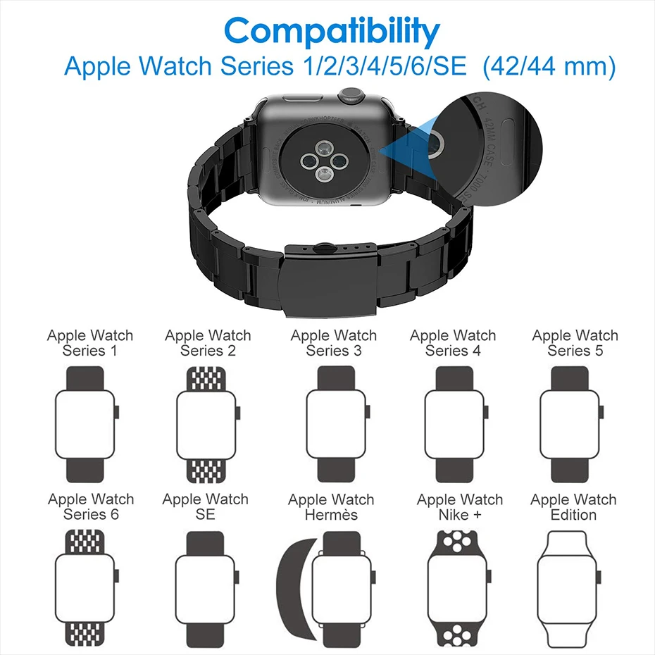 Waist Stainless Steel Replacement Strap for apple watch band 44mm 42mm Iwatch series SE 6 5 4 3 2 1 Bracelet watchband 40mm 38mm