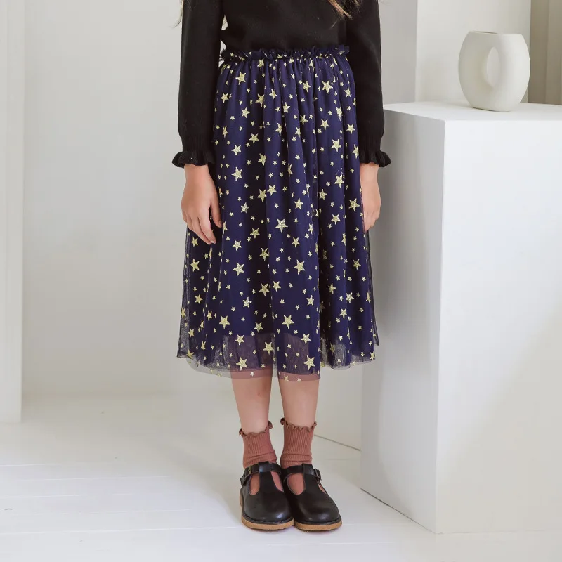 dark blue skirts Детская длинная юбка принцессы с блестками и звездами для девочек Новинка года; Одежда для девочек-подростков в Корейском стиле брюки для девочек; сезон весна-осень-лето; 8-10 - Цвет: dark blue skirts