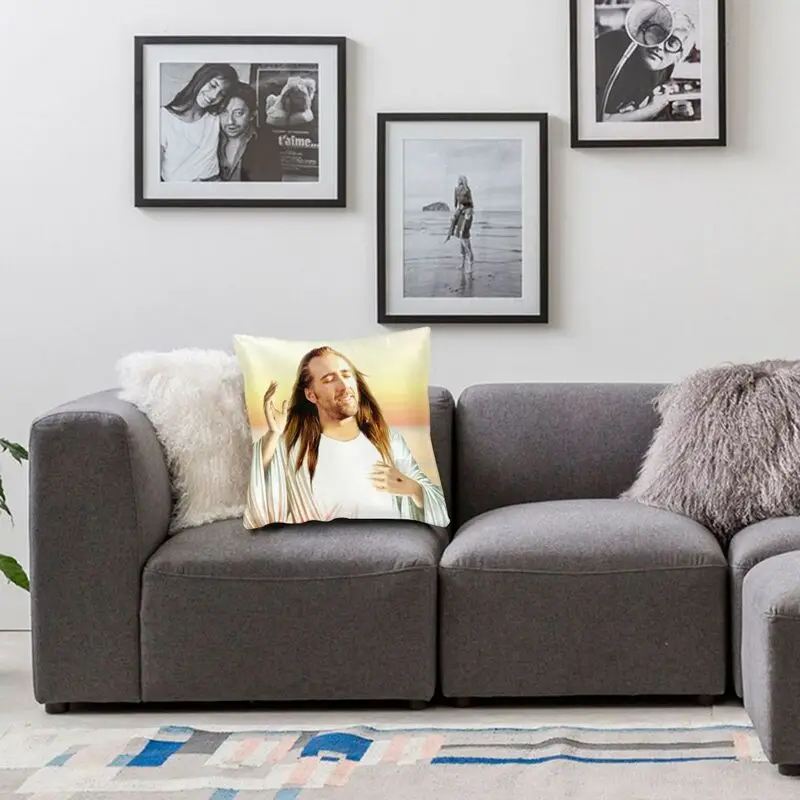 

Luxury Nicolas Cage Throw Pillow Cover Home Decorative Custom Jesus Meme Cushion Cover 45x45 Pillowcover for Living Room