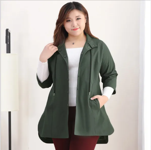 Однобортный тренч для женщин 2020 весна осень ветровка Мода 10XL размера плюс