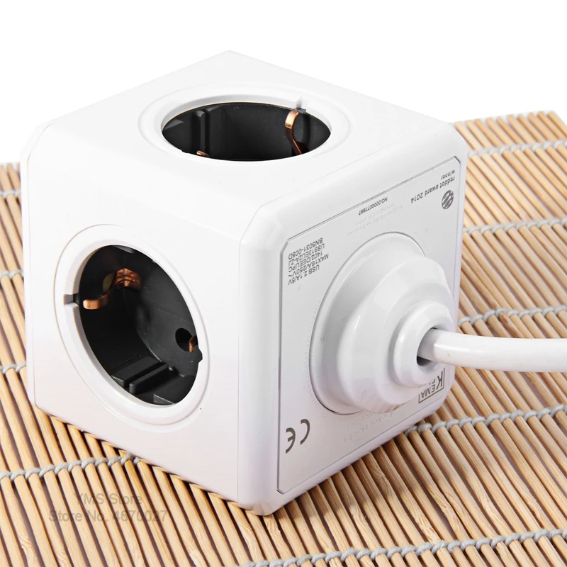 Allocacoc power cube Электрический провод-удлинитель 1,5 м 3 м 3600 Вт 2 usb порта 5 в 4 розетки ЕС силовая полоса Смарт мульти штепсельный адаптер