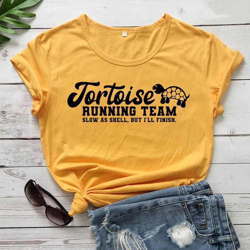 

Tortoise Running Team quote slogan women fashion cotton grunge tumblr young hipster t shirt street style aesthetic tee tops M411
