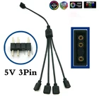 5V 3 штыря RGB светодиодный лента Разъем 1to4 шнур с вилкой для питания разветвитель кабеля 4pin иглы разъем провод для Светодиодный StripLight материнская плата