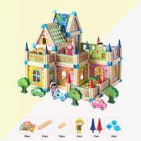 298pcs of kids house blocks for boys and girls toy gifts three dimensional construction jigsaw children wooden educational toys