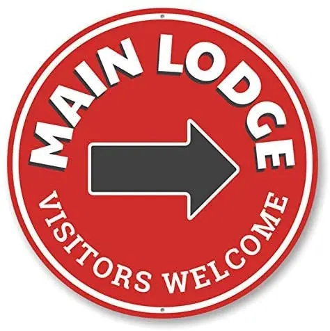 

Main Lodge Sign Round Metal Tin Sign Suitable for Home and Kitchen Bar Cafe Garage Wall Decor Retro Vintage