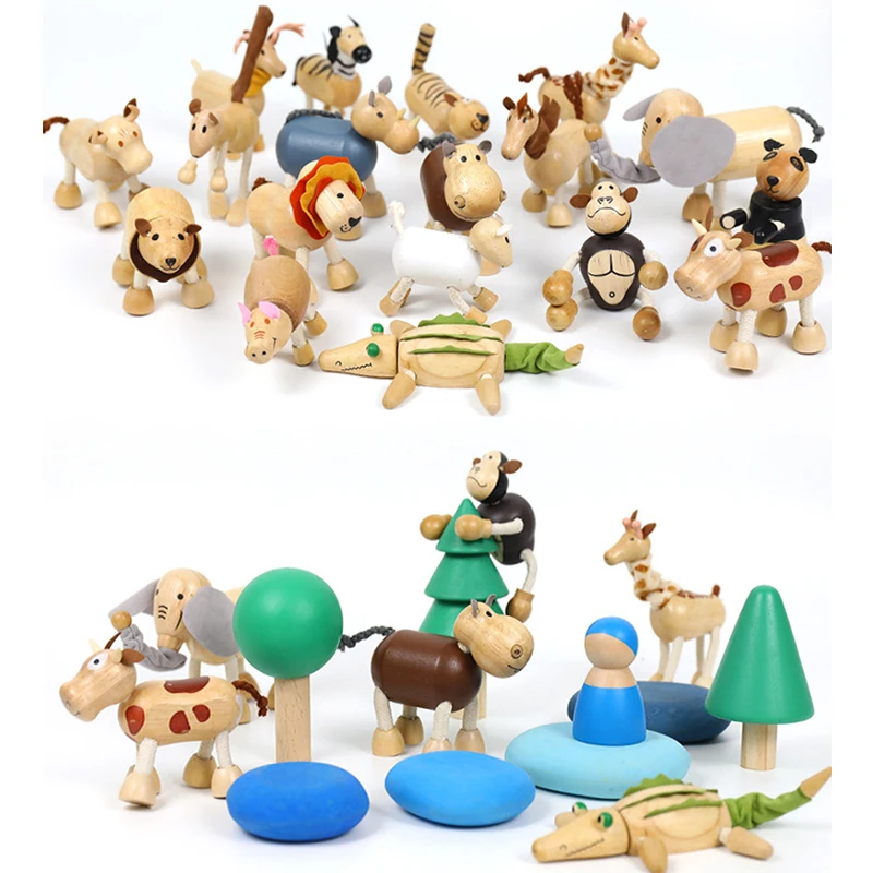 

Baby Mini Montessori Animal Educational Toy Cutely Animals Doll Emulation Animal Wooden Crafts Learning Toy For Kid Holiday Gift
