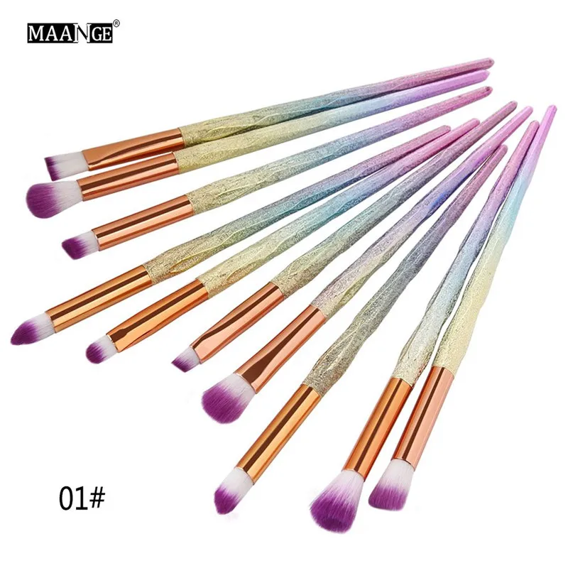 10Pcs 01 Элегантные розовые золотые/Алмазные 10 шт./партия кисти для макияжа с единорогом элегантные женские косметические инструменты для макияжа для женщин - Handle Color: 10Pcs 01