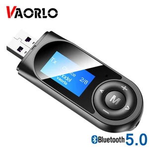 vaorlo new lcd display bluetooth 5 0 audio transmttter receiver with mic for tv pc car stereo usb 3 5mm aux rca wireless adapter free global shipping