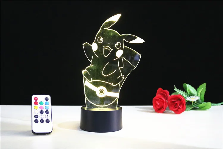 Pokemon Go фигурка 3D RGB лампа Пикачу Покемон Подарочный ночник светодиодный 7 цветов ночник - Испускаемый цвет: controller 7color